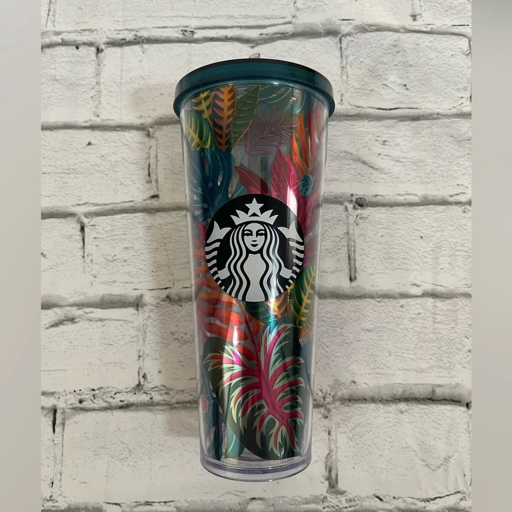 Starbucks 2017 🌴 Tropical plant leaves cold cup venti tumbler